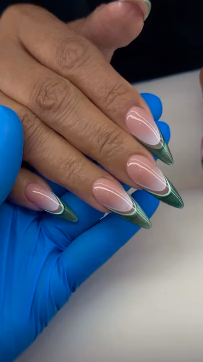 Airbrush, Line Art, French Manicure, Stiletto — nail work by sang nguyen