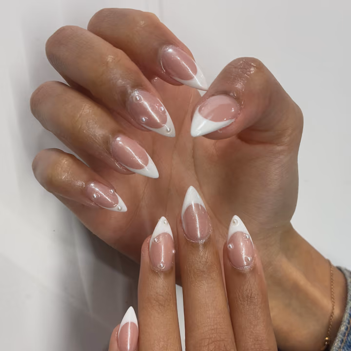 Charm Placement, French Manicure, Piercing, Stiletto — nail work by Atlanta Nail Tech
