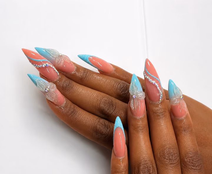 3d Sculpting, Crystal Placement, Encapsulation, Stiletto — nail work by Atlanta Nail Tech