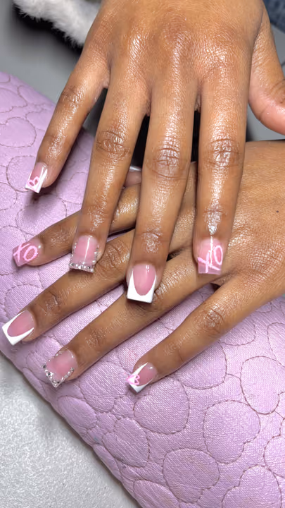 Encapsulation, French Manicure, Line Art — nail work by ATL Nail Tech