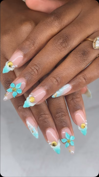 3d Sculpting, Charm Placement, Encapsulation — nail work by Blanc Nail Bar