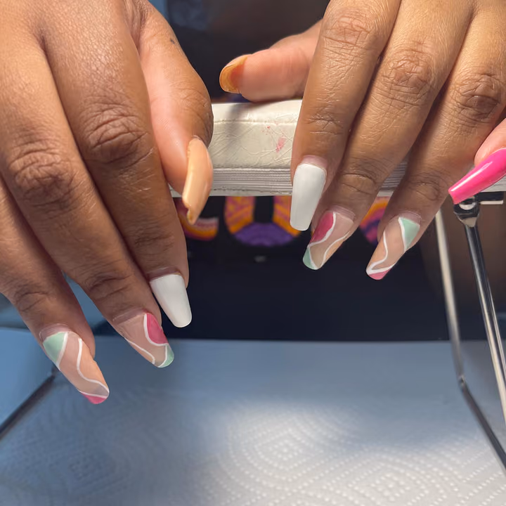 Hand Painting, Negative Space — nail work by Atlanta Nail Artist