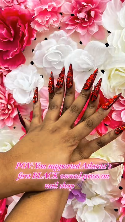 Crystal Placement, Encapsulation, Extreme Length, Stiletto — nail work by Bpressed Atl