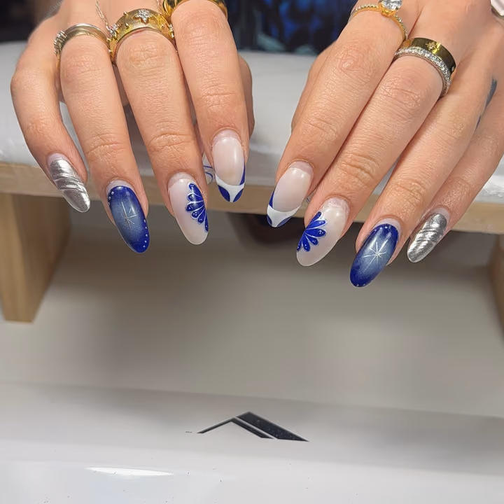 Airbrush, Chrome, Hand Painting, Ombre — nail work by VESTA BEAUTY NAILS