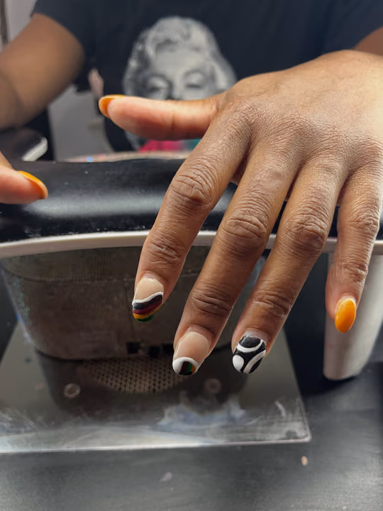 Hand Painting, Negative Space — nail work by Liyah’s Lair