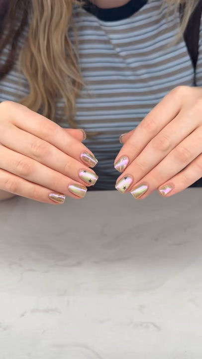 Chrome, Decal Application — nail work by Blanc Nail Bar