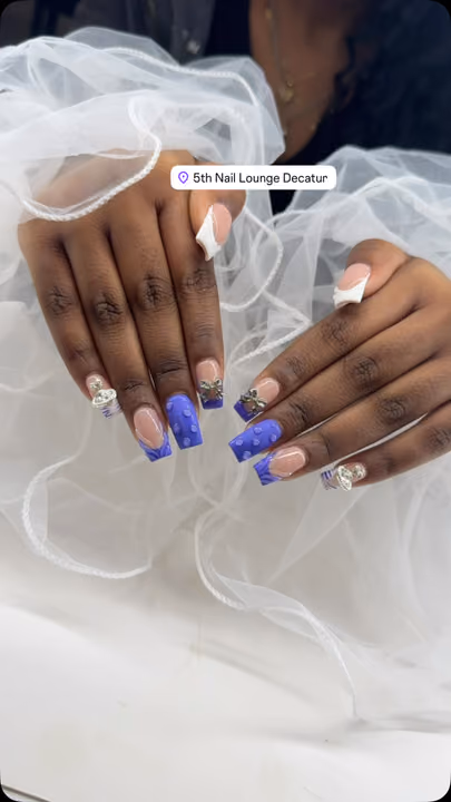 3d Sculpting, Charm Placement, French Manicure, Textured Finish — nail work by 5th Nail Lounge Decatur