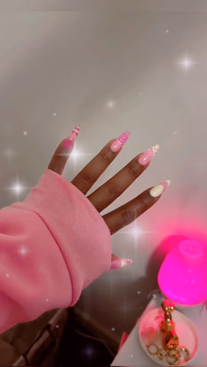 Hand Painting, Stiletto — nail work by Lifestyle Nail Bar