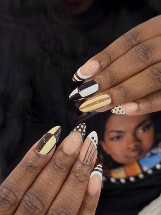 Dot Work, Geometric Art, Hand Painting, Stiletto — nail work by TenTen Buckhead Nails