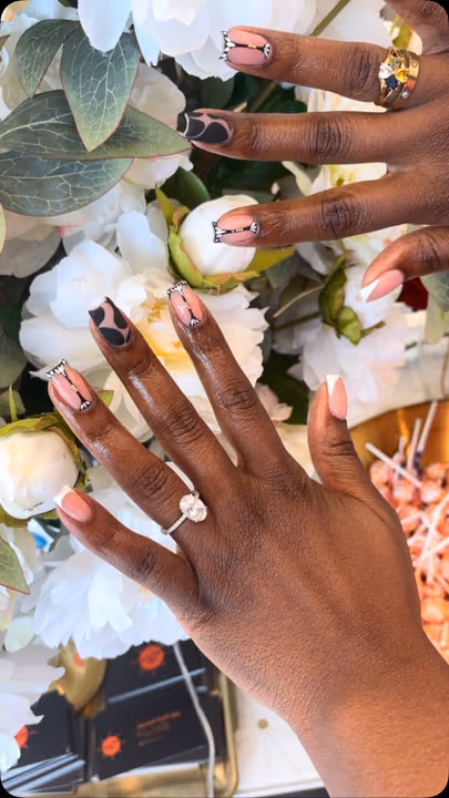 Line Art, French Manicure, Hand Painting, Negative Space — nail work by Lush Nail Bar Grant Park