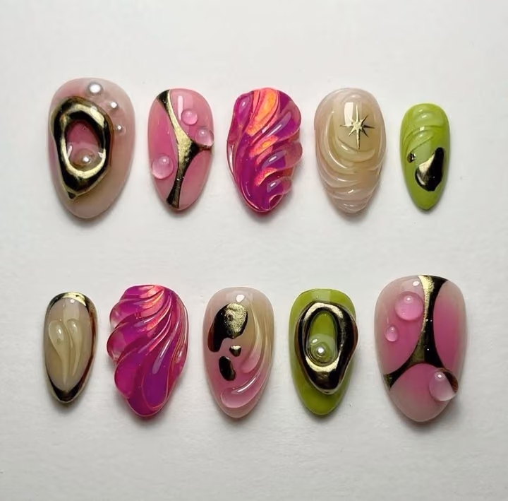 3d Sculpting, Airbrush, Chrome, Encapsulation — nail work by American Nails Cumming