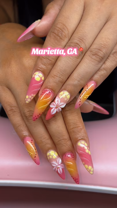 3d Sculpting, Ombre, Stiletto, Textured Finish — nail work by Abbienailz