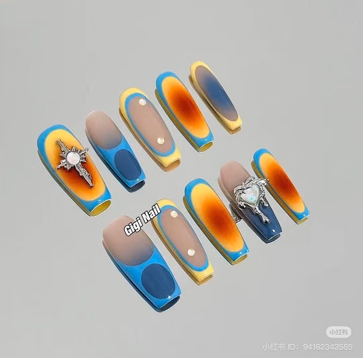 Airbrush, Chrome, Gem Placement — nail work by American Nails Cumming