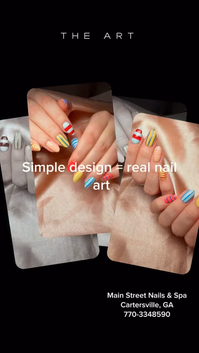 Matte, Line Art, Textured Finish — nail work by Main street Nails spa
