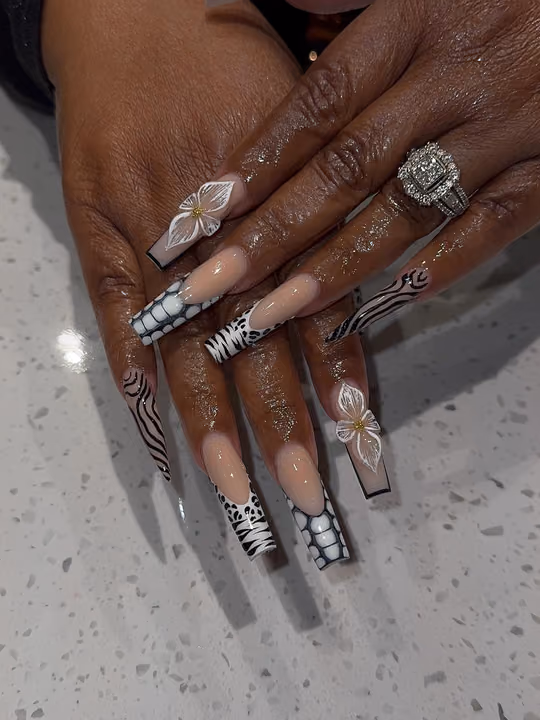 3d Sculpting, Hand Painting, Raised Gel — nail work by Babe Cave Beauty,LLC