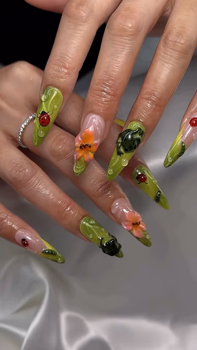 3d Sculpting, Encapsulation, Hand Painting — nail work by Jay