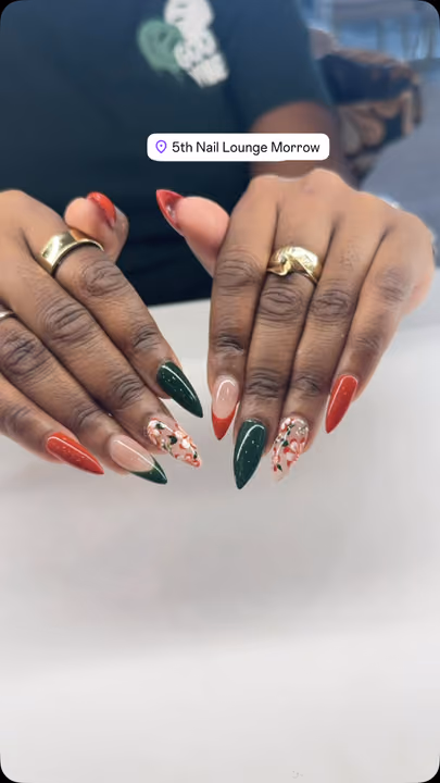 Hand Painting, French Manicure, Glitter Fade, Stiletto — nail work by 5Th Nail Lounge Morrow