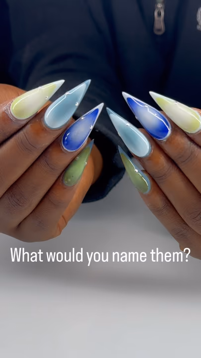 Aura Effect, Cat Eye, 3d Sculpting, Stiletto — nail work by Yesit Nails