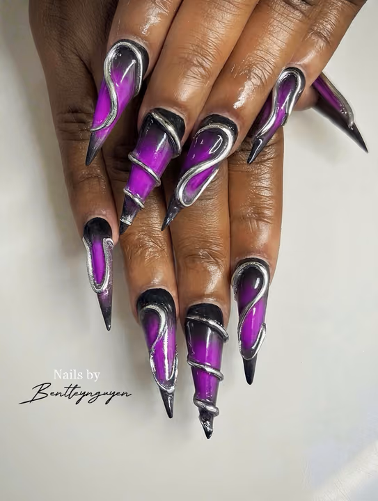 3d Sculpting, Airbrush, Chrome, Nail Extensions — nail work by Buckhead Nail Studio