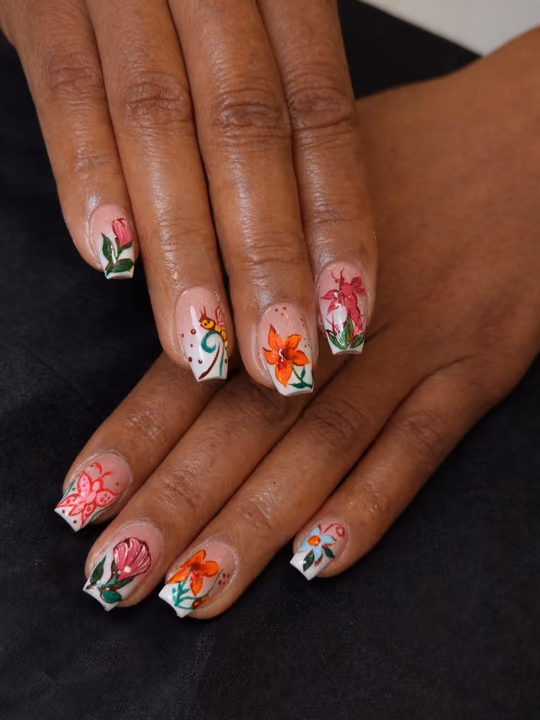 Hand Painting — nail work by Sugar Polish Nail Bar Decatur