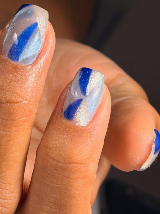 Abstract Art, Cat Eye, Hand Painting, Magnetic Gel — nail work by Sofía Nails Artist