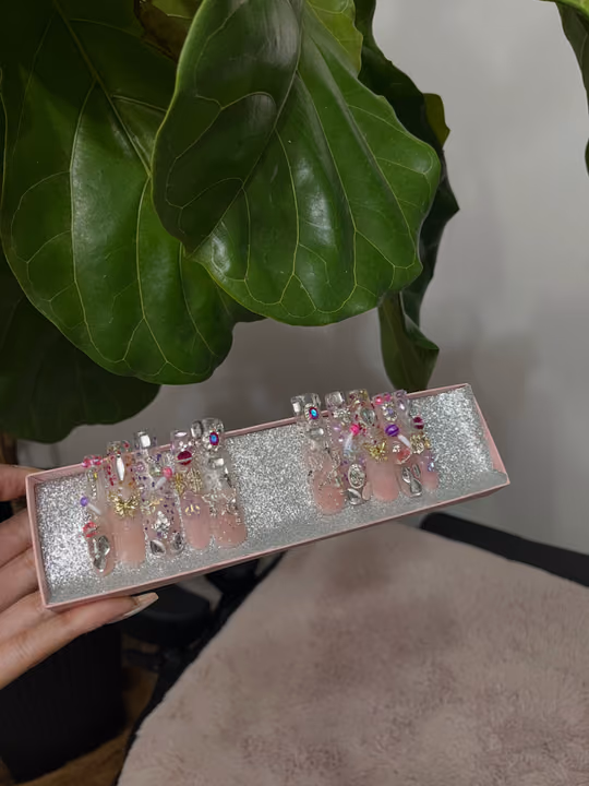 Charm Placement, Press Ons — nail work by Liyah’s Lair