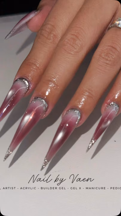 Cat Eye, Chrome, Acrylic, Stiletto — nail work by Buckhead Nail Studio