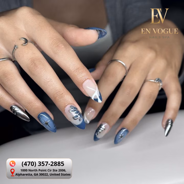 3d Sculpting, Celestial Art, Chrome — nail work by En Vogue Nails Spa