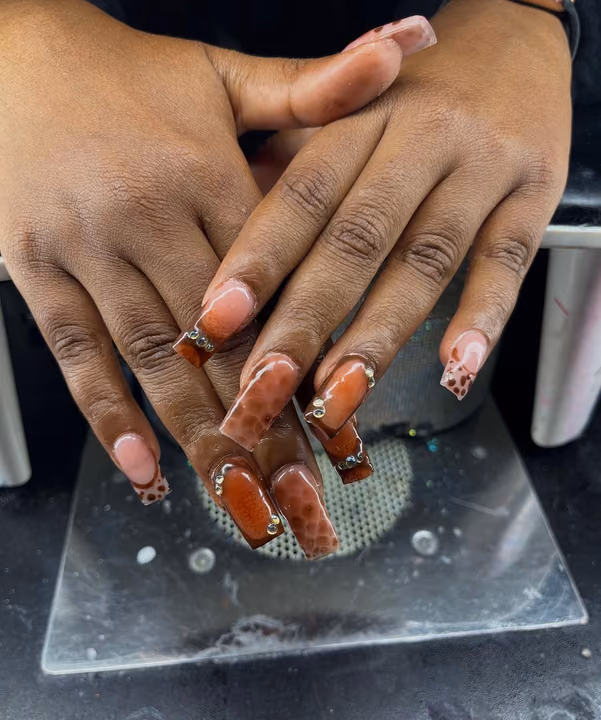 Encapsulation, Rhinestone Placement, Structured Gel — nail work by Liyah’s Lair