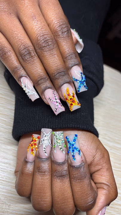 3d Sculpting, Crystal Placement, Hand Painting — nail work by ATL Nail Tech