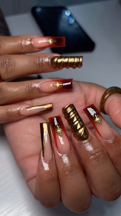 3d Sculpting, Charm Placement, Chrome — nail work by Skyler Floyd