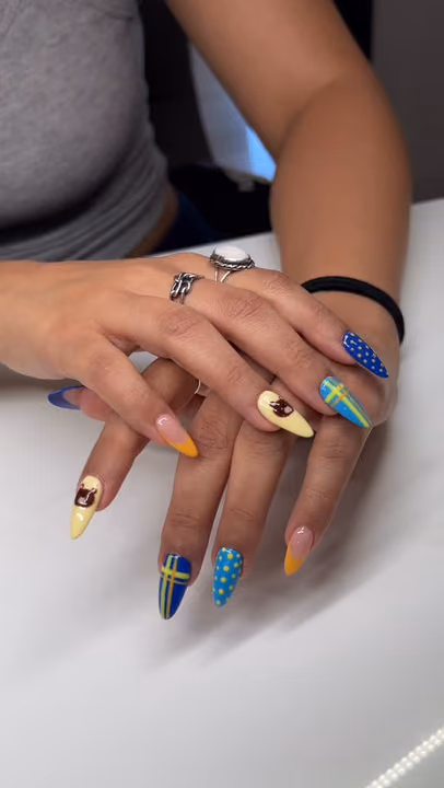 Hand Painting, Plaid — nail work by Decatur