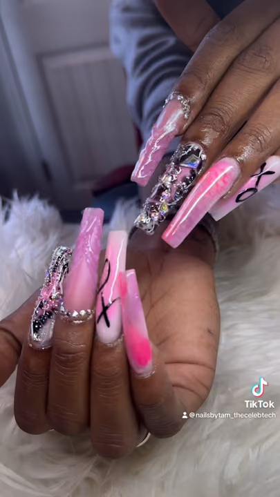 3d Sculpting, Airbrush, Crystal Placement, Extreme Length — nail work by Nailsbytam_thecelebtech