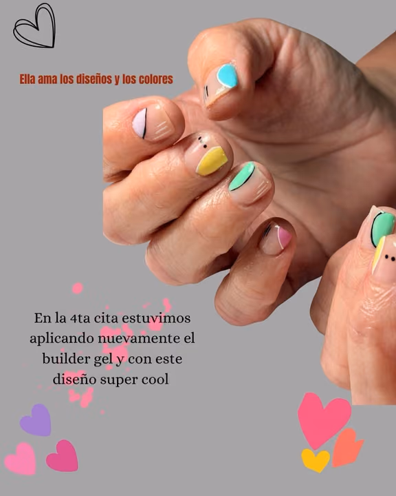 Builder Gel, Line Art — nail work by Sofía Nails Artist