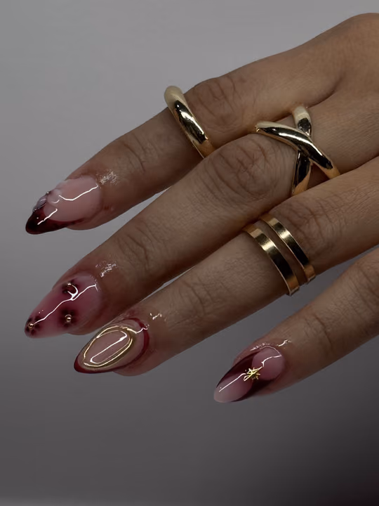 3d Sculpting, Airbrush, Almond, Blooming Gel — nail work by Nails By Sharik