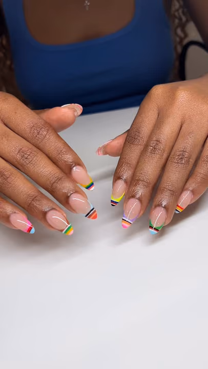 Almond, French Manicure, Line Art — nail work by Decatur