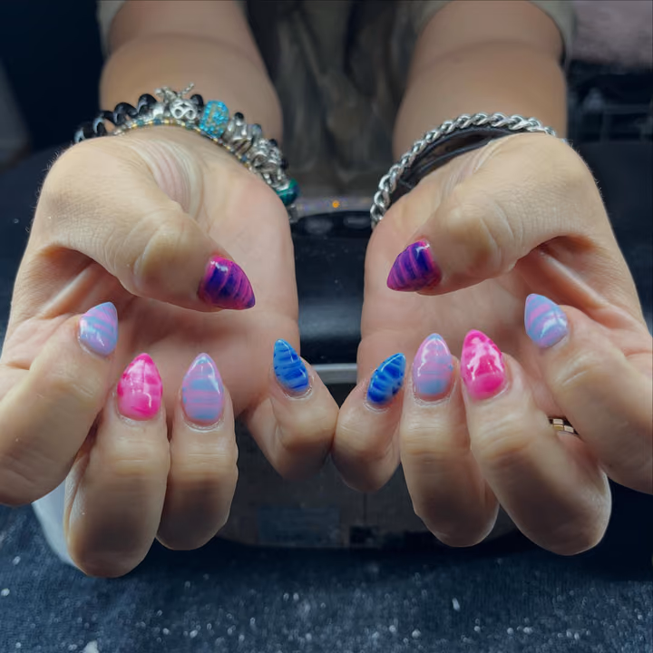 Abstract Art, Water Marble — nail work by Liyah’s Lair
