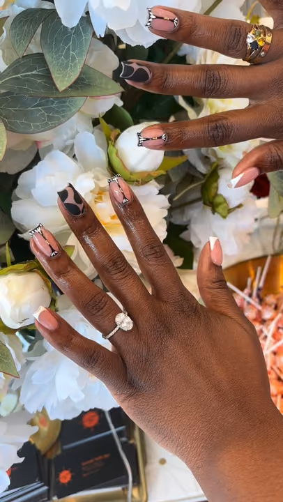 Line Art, French Manicure, Hand Painting, Negative Space — nail work by Lush Nail Bar Grant Park