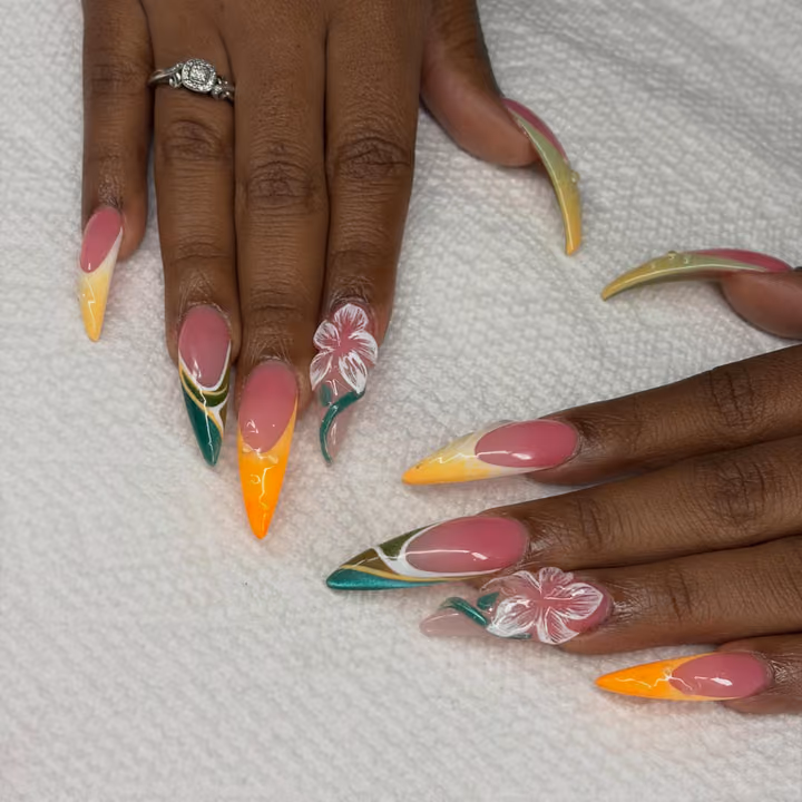 3d Sculpting, French Manicure, Line Art, Stiletto — nail work by Nubi Nailz