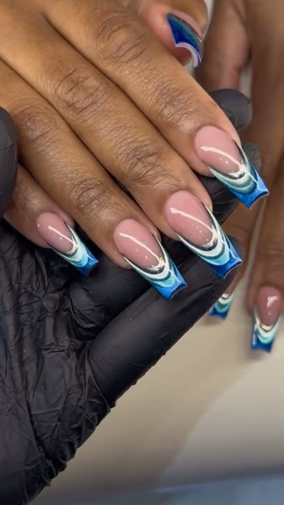Coffin, Hand Painting, French Manicure, Line Art — nail work by sang nguyen