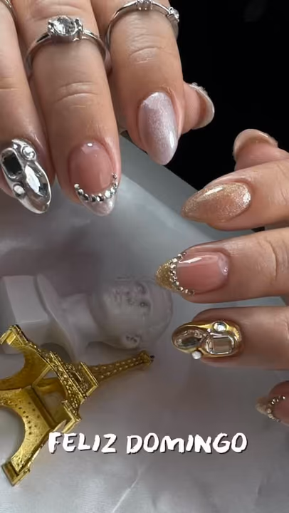 3d Sculpting, Charm Placement, Chrome — nail work by Maya Nails & Beauty