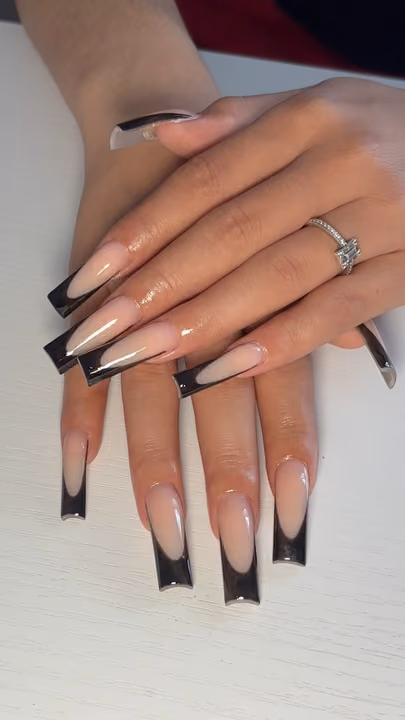 Chrome, French Manicure, Extreme Length — nail work by Skyler Floyd
