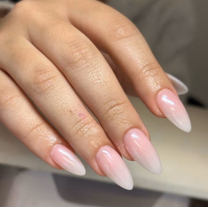 Chrome, Ombre, Structured Gel — nail work by Nails By Yoko.