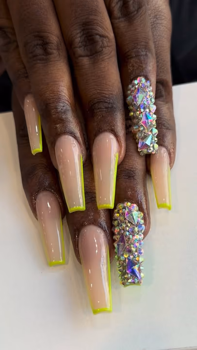 Crystal Placement, French Manicure — nail work by BEELLAGIO NAIL, WAX, & LASH BAR
