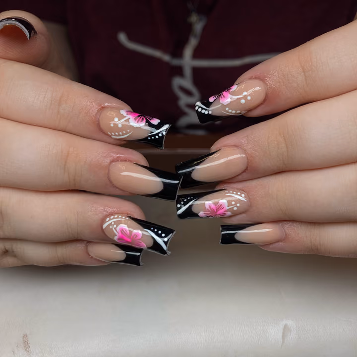 Coffin, French Manicure, Hand Painting — nail work by Nailz.byNelle