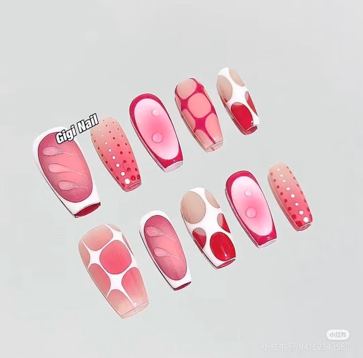 Airbrush, Raised Gel, Textured Finish, Water Drop Effect — nail work by American Nails Cumming