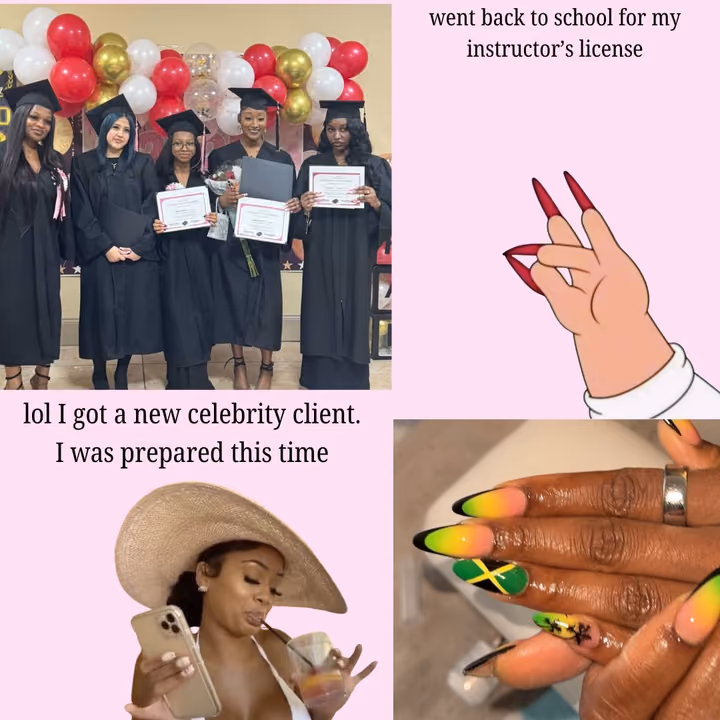 Acrylic Extensions, Hand Painting, Ombre, Stiletto — nail work by ATLANTA LICENSED NAIL INSTRUCTOR