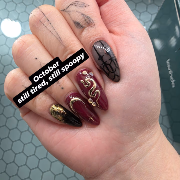 3d Sculpting, Chrome, Transfer Foil, Negative Space — nail work by Kat
