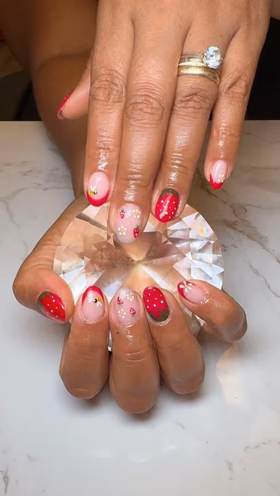 Character Art, French Manicure, Line Art — nail work by Nails by Gracie