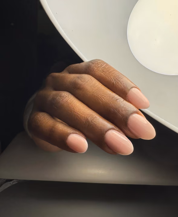 Apex Building, Glossy Finish, Structured Gel — nail work by Keilastudio